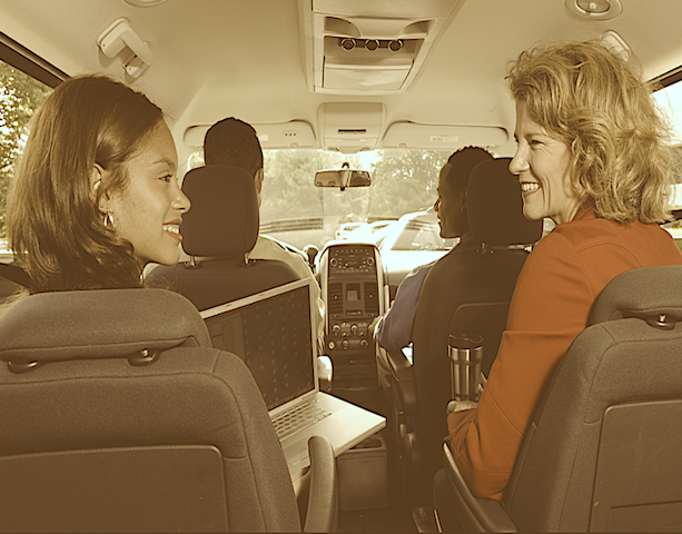 Professional women in carpool